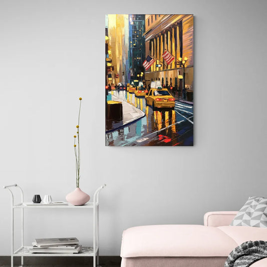 New York City Wall Street Vibes Flags - Canvas Wall Art Living Room