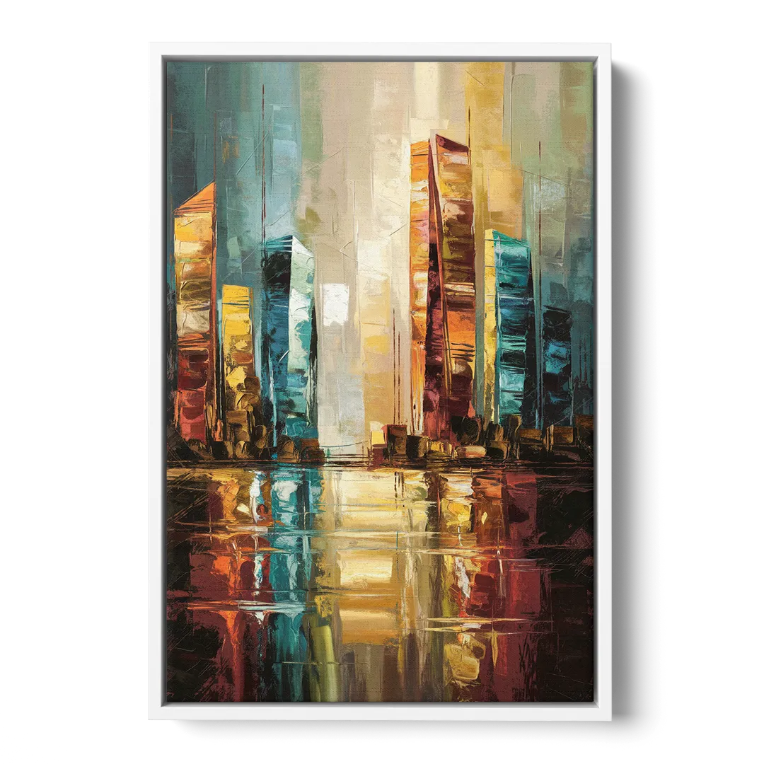 Mobile Abstract Cityscape Modern - White Frame Canvas
