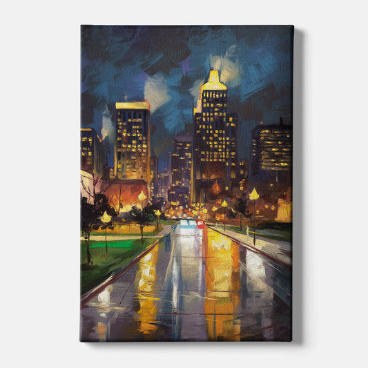 Wichita Downtown Lights - Canvas Wall Art