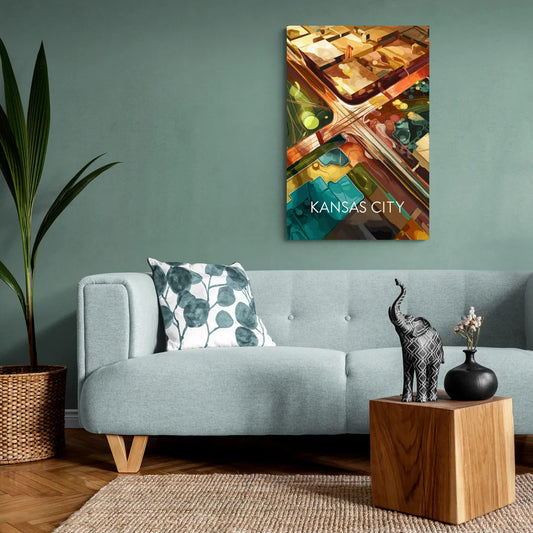 Kansas City Aerial View - Canvas Wall Art Living Room