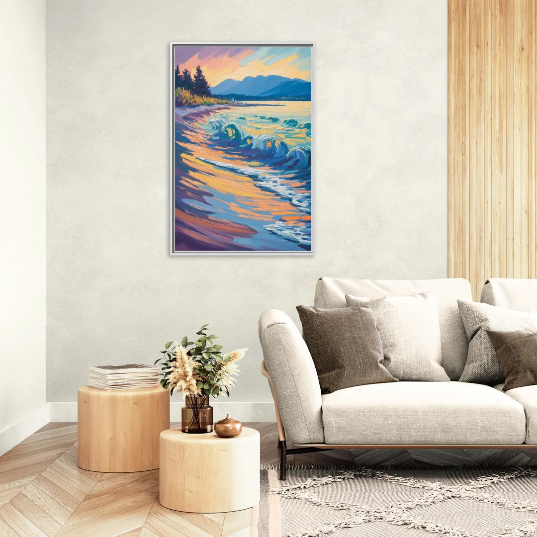Kitsilano Beach - Living Room White Frame Canvas