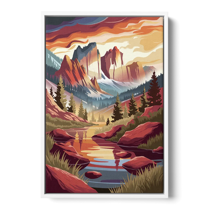 Colorado Springs Sunrise Over Peaks - White Frame Canvas