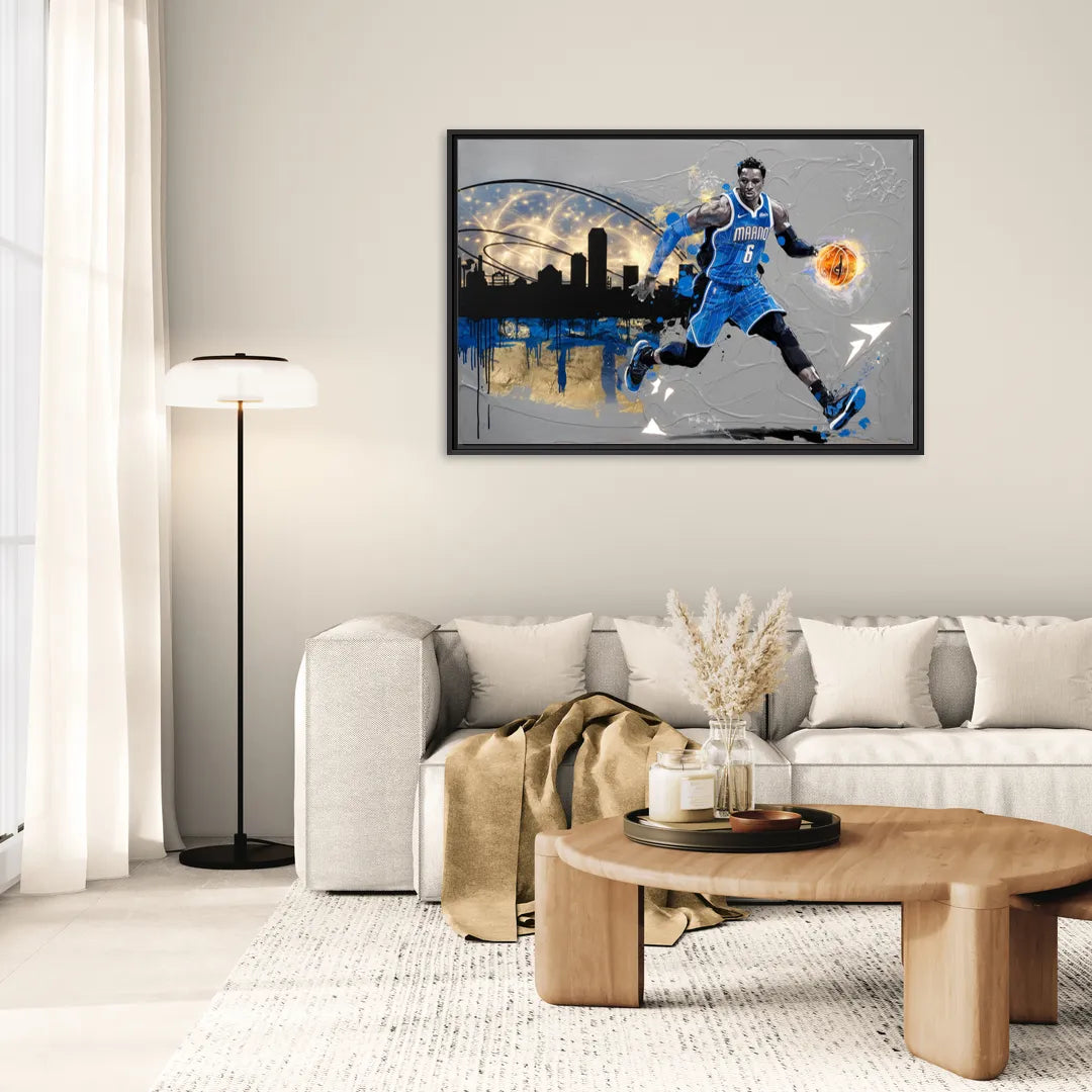 Orlando Magic Basketball Theme - Living Room Black Frame Canvas