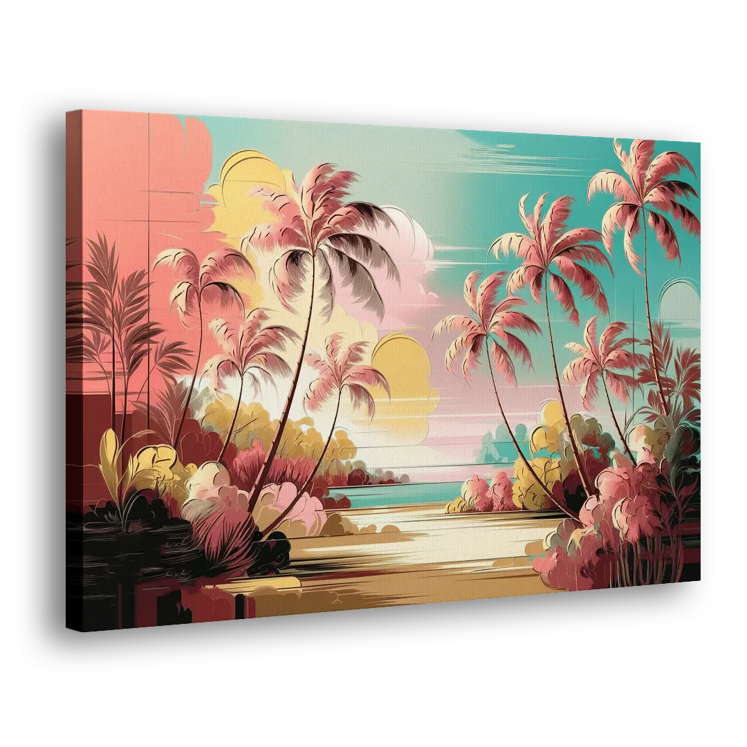 Fort Lauderdale Tropical Palm Trees - Canvas Print Art Sides