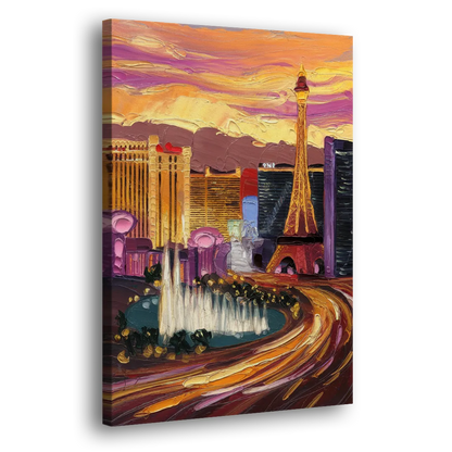 Las Vegas Skyline at Sunset - Canvas Print Art Sides