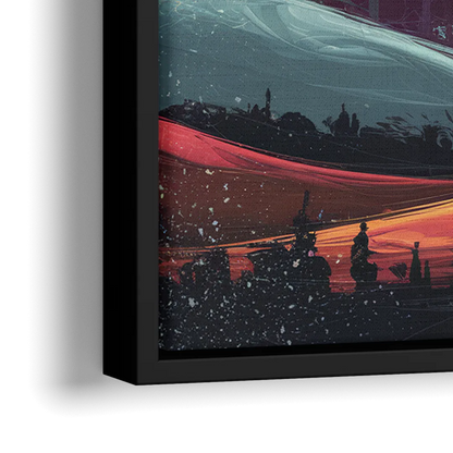 Los Angeles Skyline at Sunset - Close-Up Black Frame Canvas
