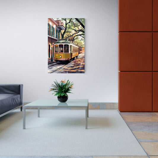 New Orleans Historic Streetcars - Canvas Wall Art Living Room