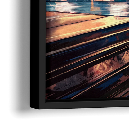 New York City Bridge From The Rooftop - Close-Up Black Frame Canvas