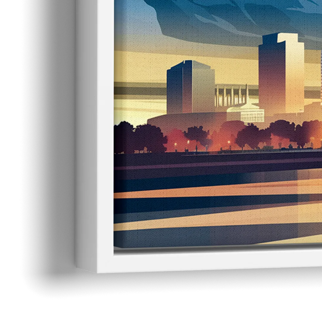 Denver Sunset Over Rockies - Close-Up White Frame Canvas