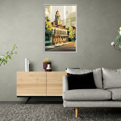 Fayetteville Historic Landmarks - Living Room White Frame Canvas