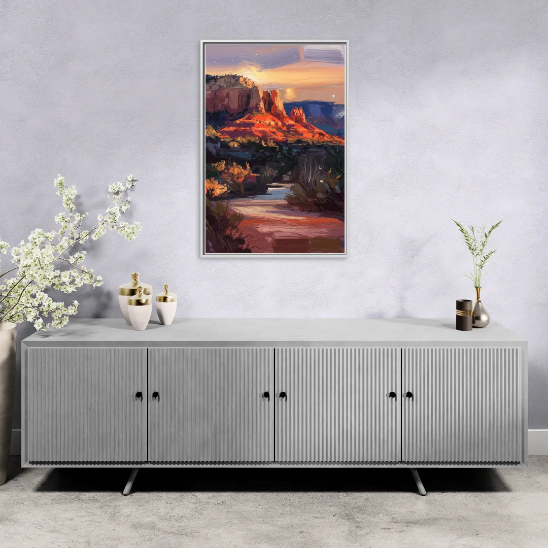 Sedona Evening Sky Glow - Living Room White Frame Canvas