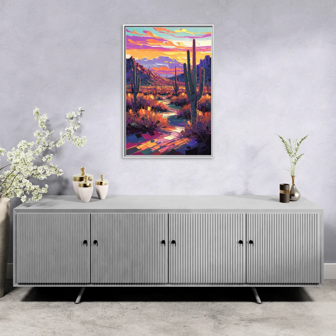 Scottsdale Desert Sunset - Living Room White Frame Canvas