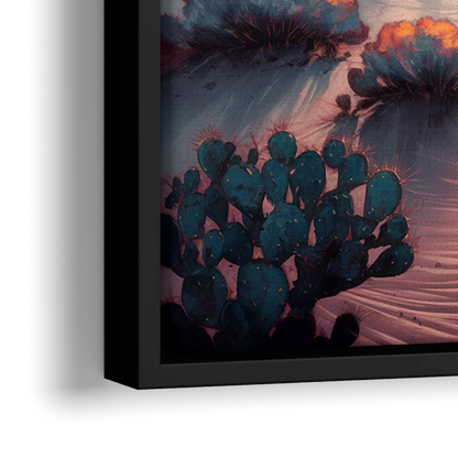 Phoenix Desert Twilight Glow - Close-Up Black Frame Canvas