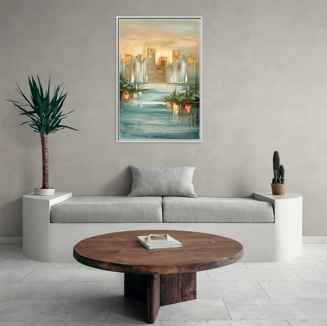 Buffalo Waterfront Tranquility - Living Room White Frame Canvas