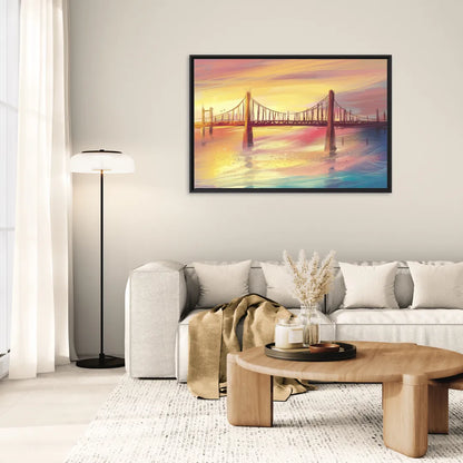 Chesapeake Bay Bridge Reflections - Living Room Black Frame Canvas