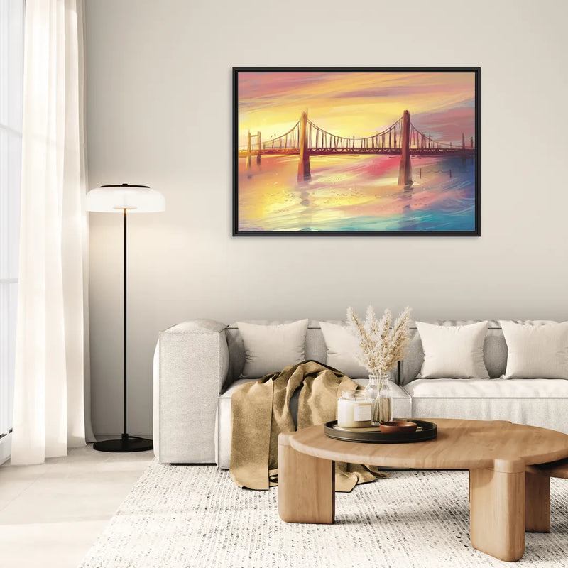 Chesapeake Bay Bridge Reflections - Living Room Black Frame Canvas
