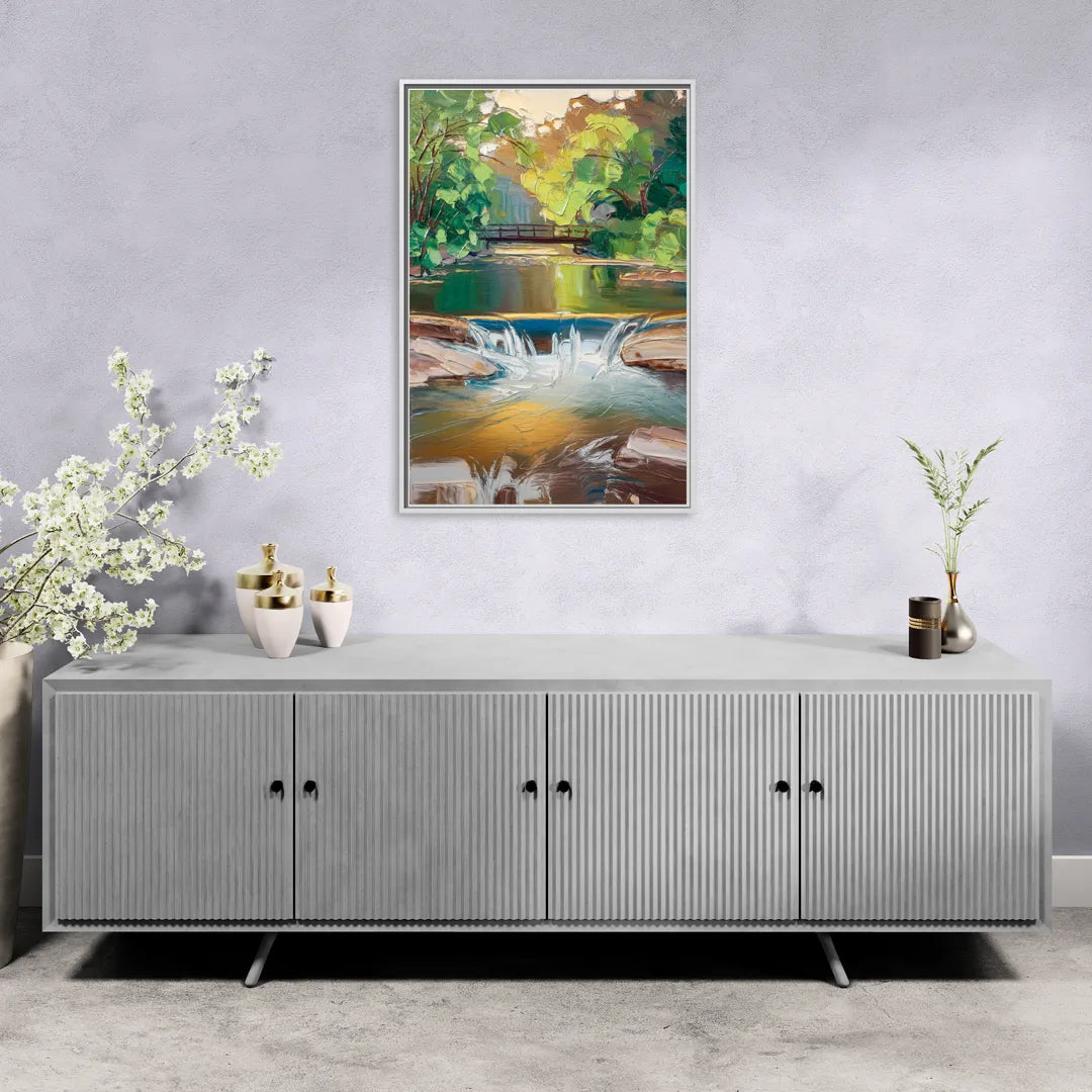 Greenville Reedy River Views - Living Room White Frame Canvas