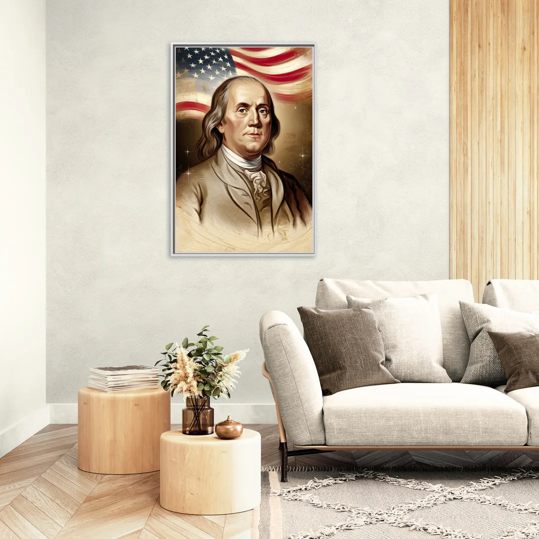 Franklin Patriotic Spirit - Living Room White Frame Canvas