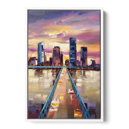 Jacksonville Downtown Views - White Frame Canvas