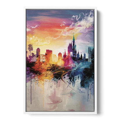 Orlando Skyline at Sunset - White Frame Canvas