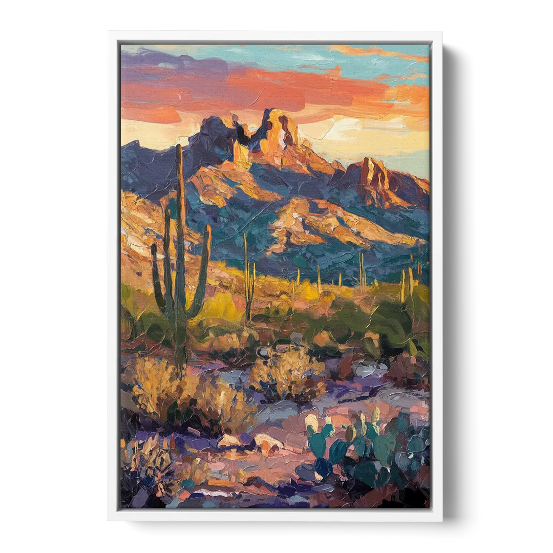 Scottsdale Mountain Views - White Frame Canvas