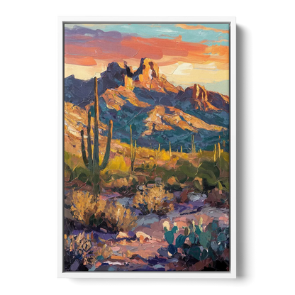 Scottsdale Mountain Views - White Frame Canvas