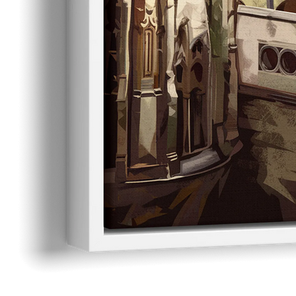 Oxford College Architecture - Close-Up White Frame Canvas