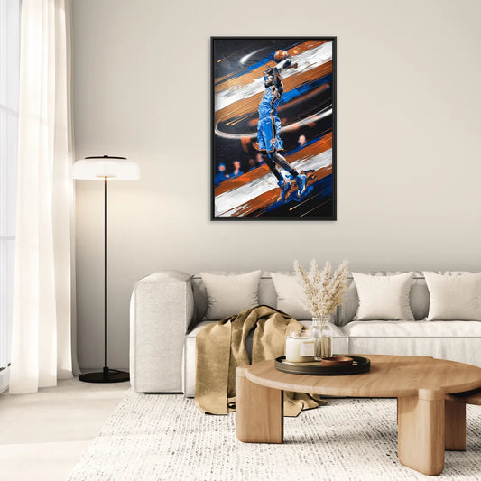 Oklahoma City Thunder Basketball - Living Room Black Frame Canvas