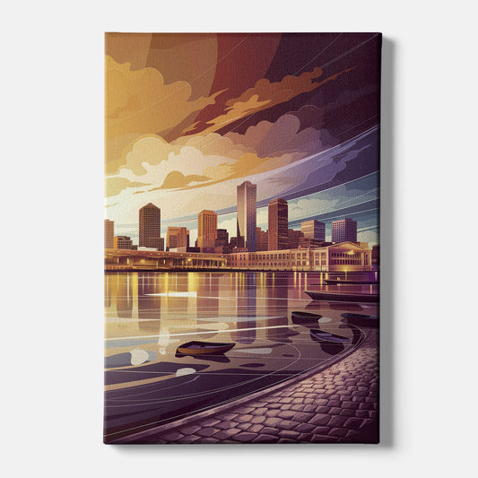 Boston Skyline at Sunset - Canvas Wall Art