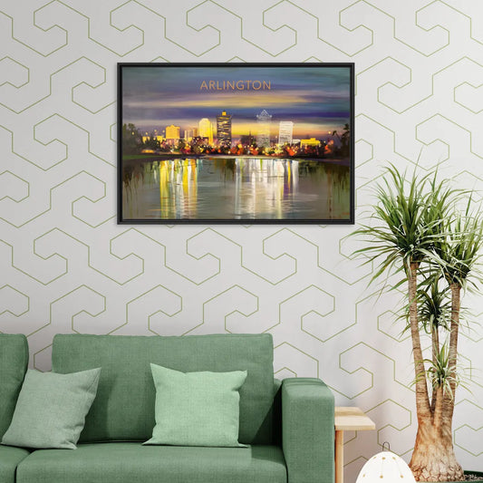 Arlington Cityscape Reflection - Living Room Black Frame Canvas