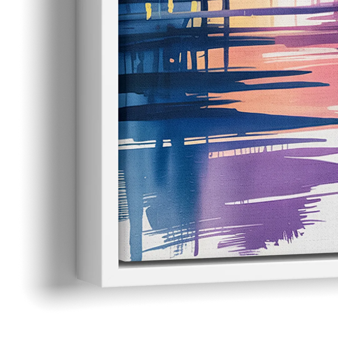 Toronto City Lights - Close-Up White Frame Canvas