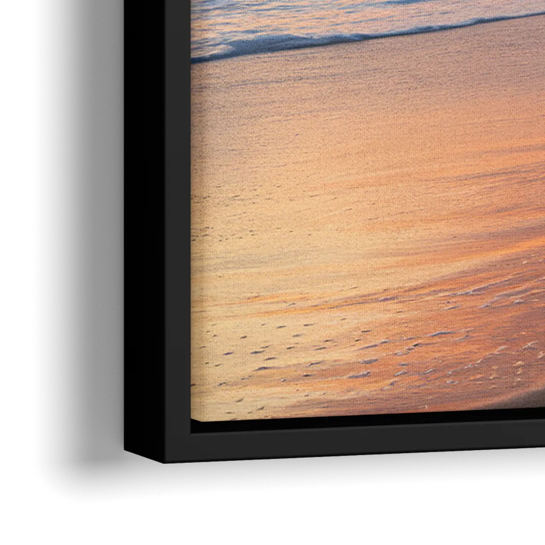 Huntington Beach Golden Hour - Close-Up Black Frame Canvas