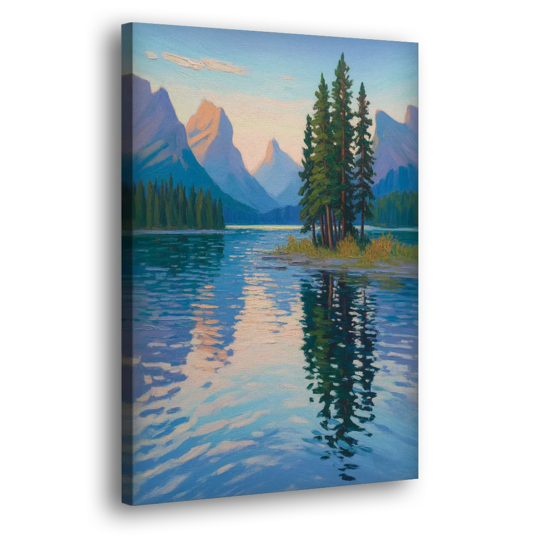 Maligne Lake Morning - Canvas Print Art Sides