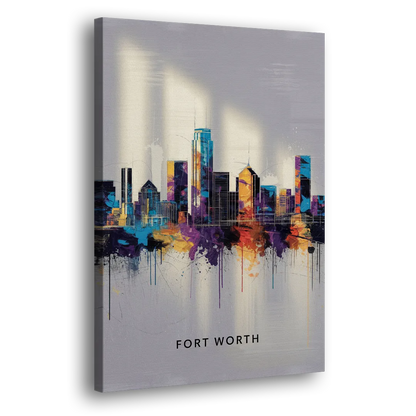 Fort Worth Downtown Skyline - Canvas Print Art Sides