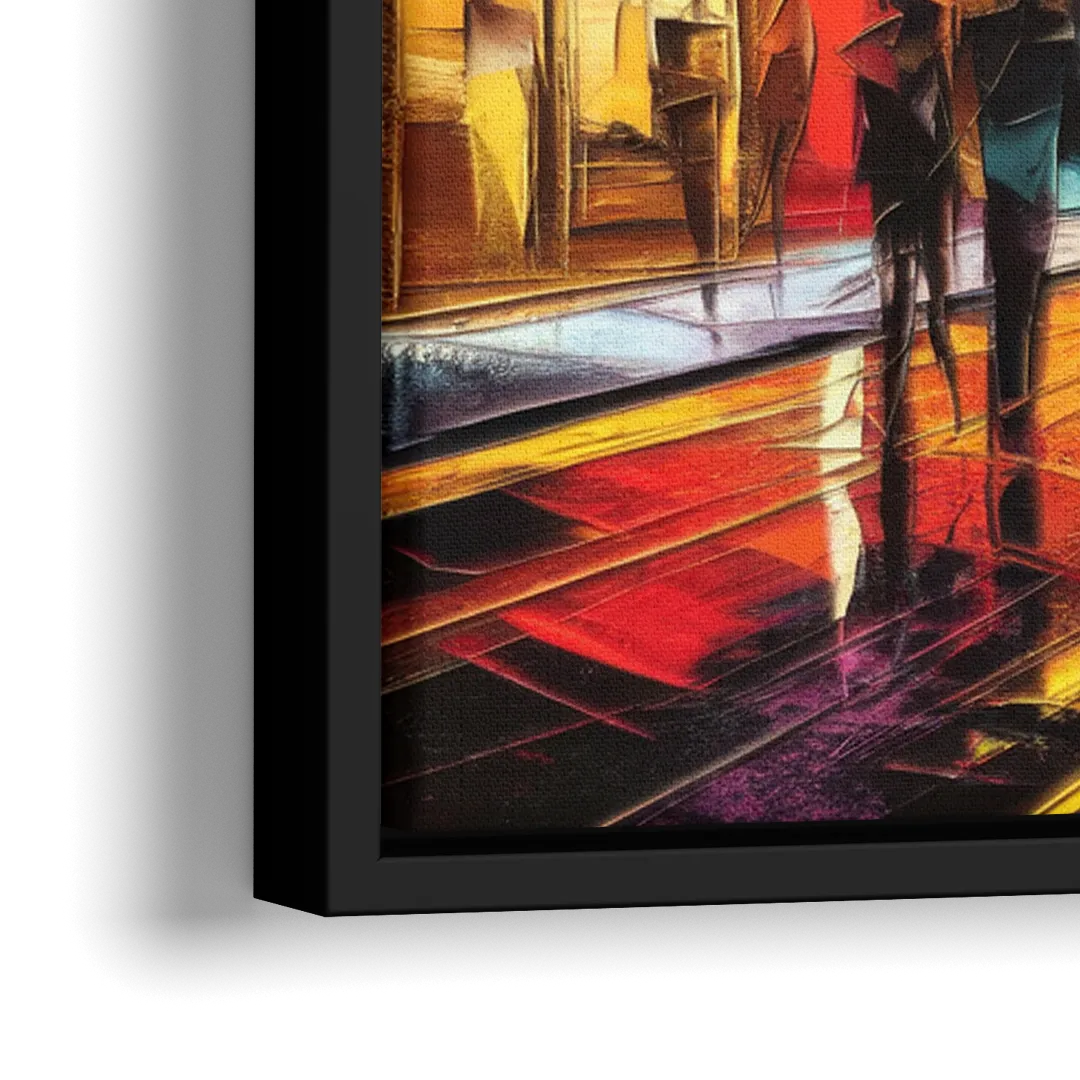Mobile Vibrant Streets - Close-Up Black Frame Canvas