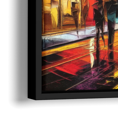 Mobile Vibrant Streets - Close-Up Black Frame Canvas