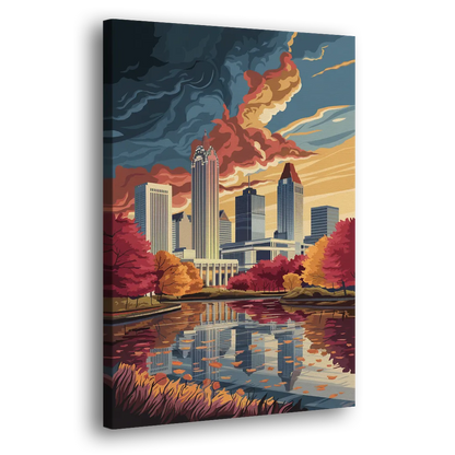 Atlanta Skyline in Autumn - Canvas Print Art Sides