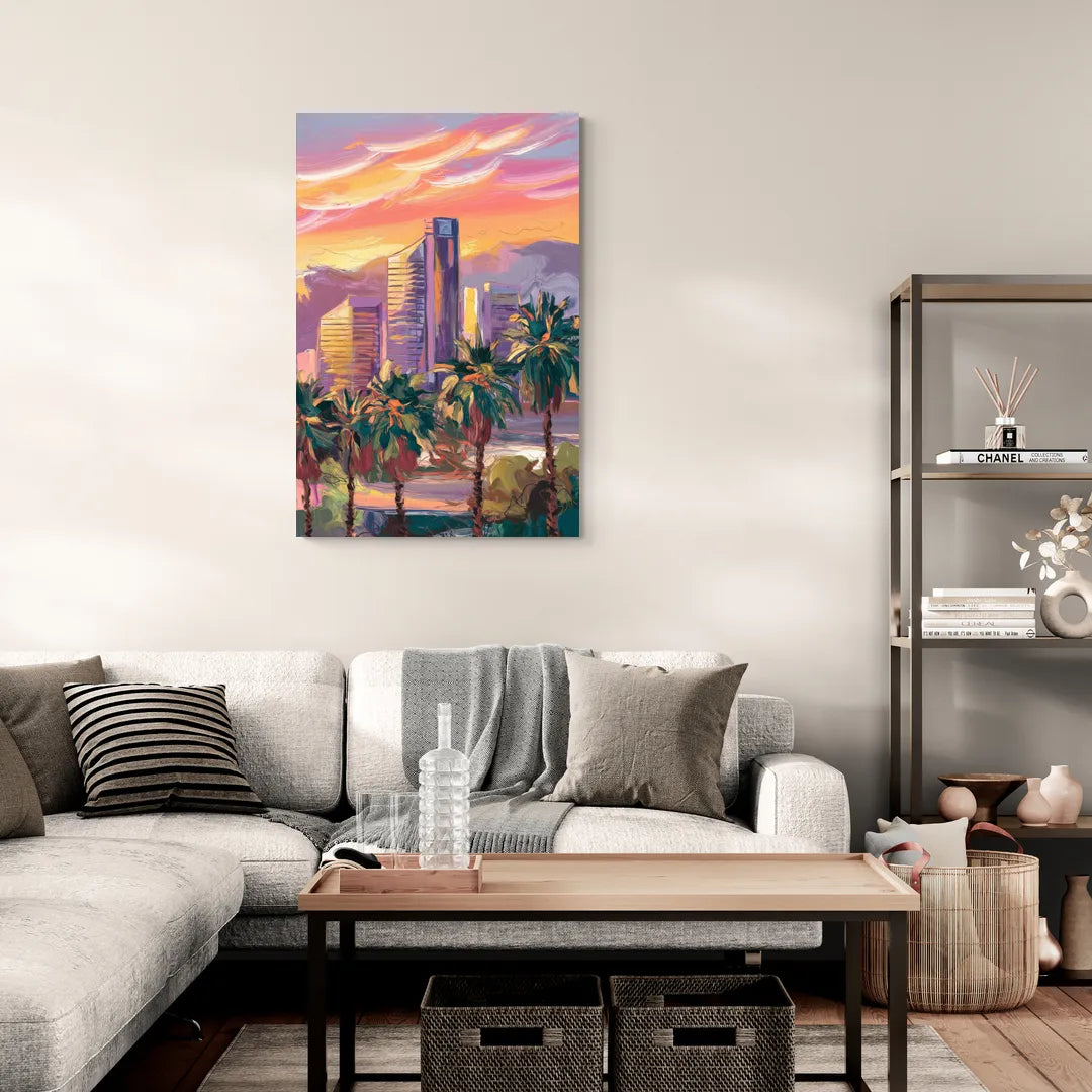 Corona Skyline Sunset - Canvas Wall Art Living Room