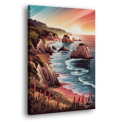 Big Sur Coastal Sunset - Canvas Print Art Sides