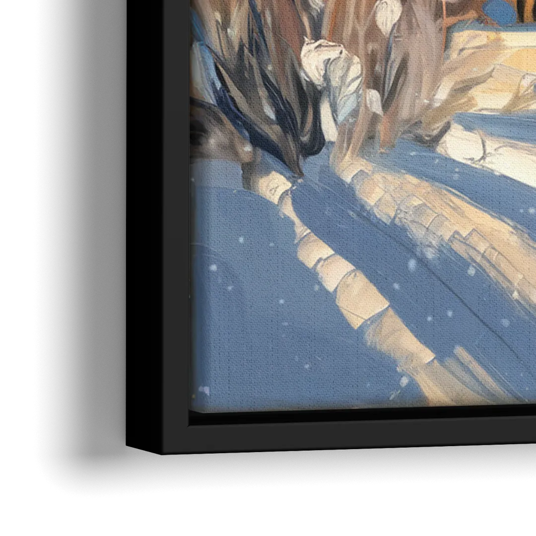 Jackson Hole Winter Wonderland - Close-Up Black Frame Canvas