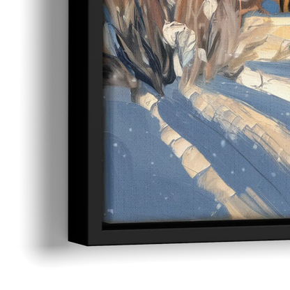 Jackson Hole Winter Wonderland - Close-Up Black Frame Canvas
