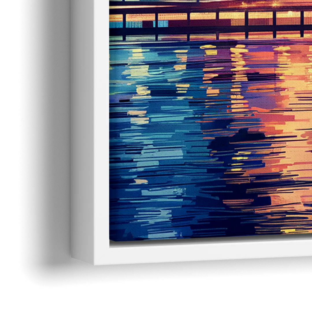New York City Night Lights - Close-Up White Frame Canvas