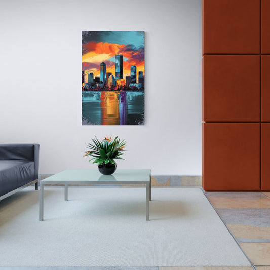 Oklahoma City Skyline Reflection - Canvas Wall Art Living Room