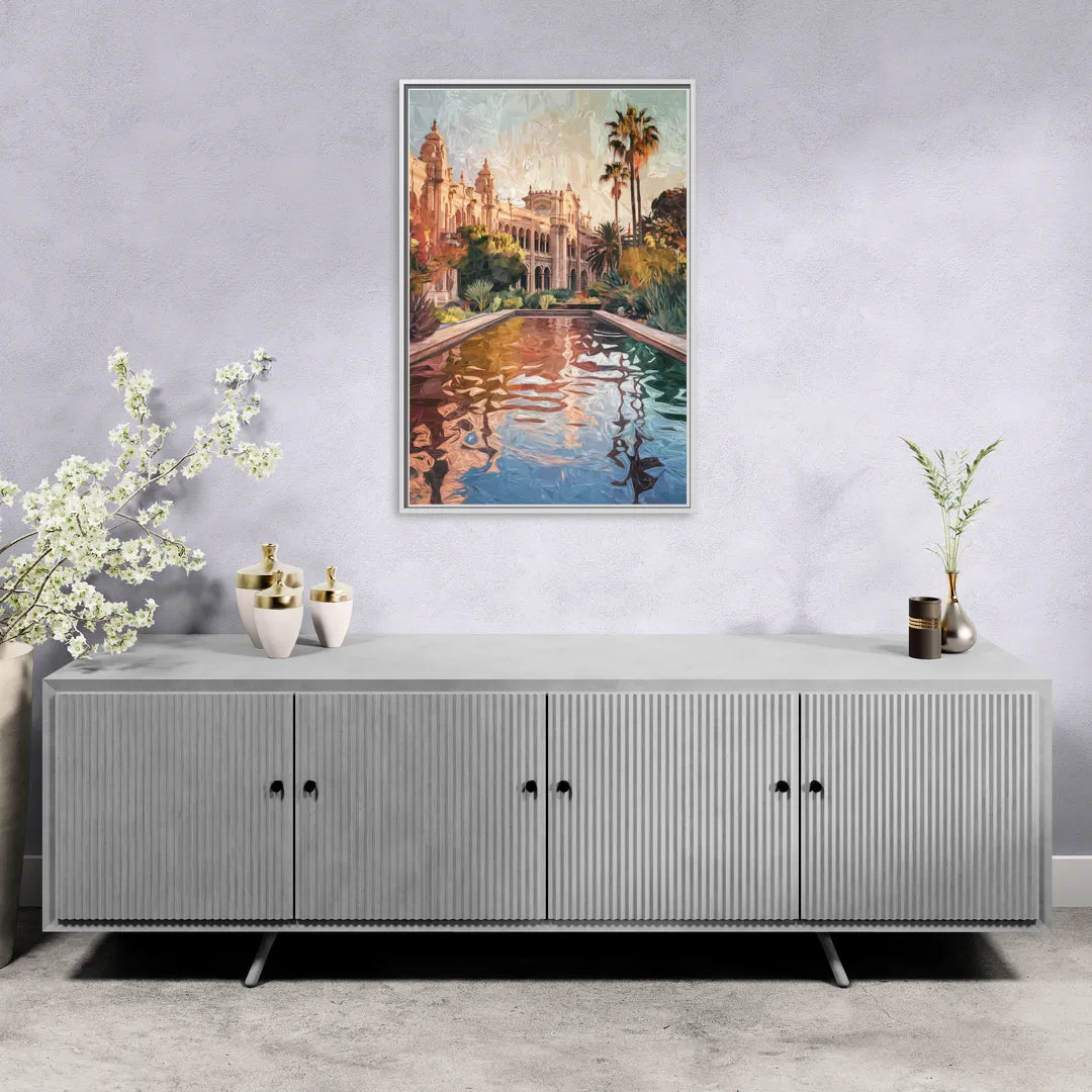 San Diego Balboa Park Scenes - Living Room White Frame Canvas