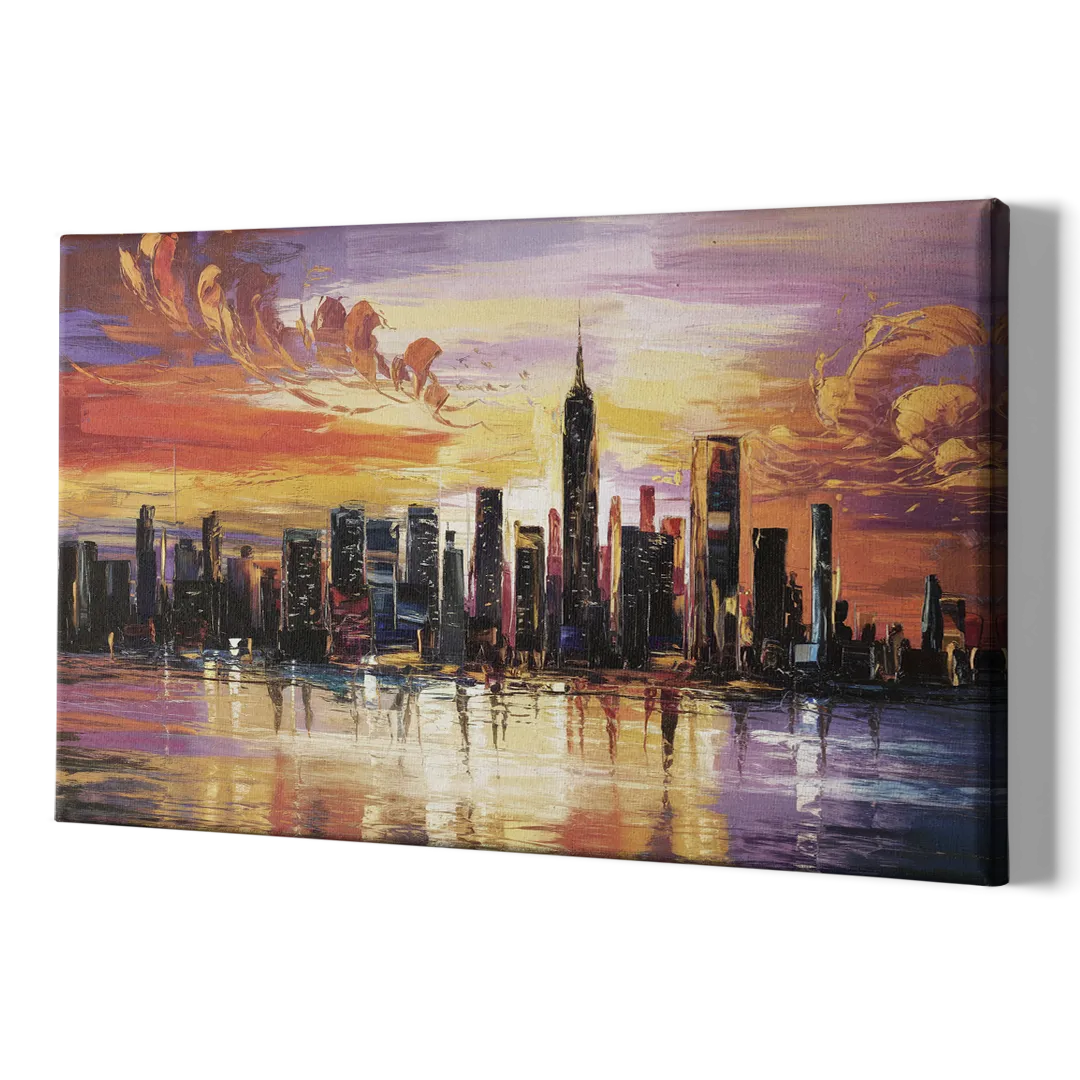 New York City Skyline At Sunset - Canvas Print Art Sides