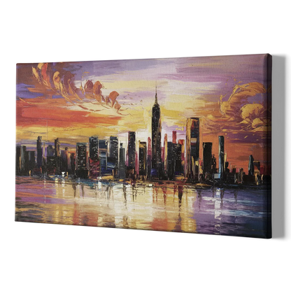 New York City Skyline At Sunset - Canvas Print Art Sides
