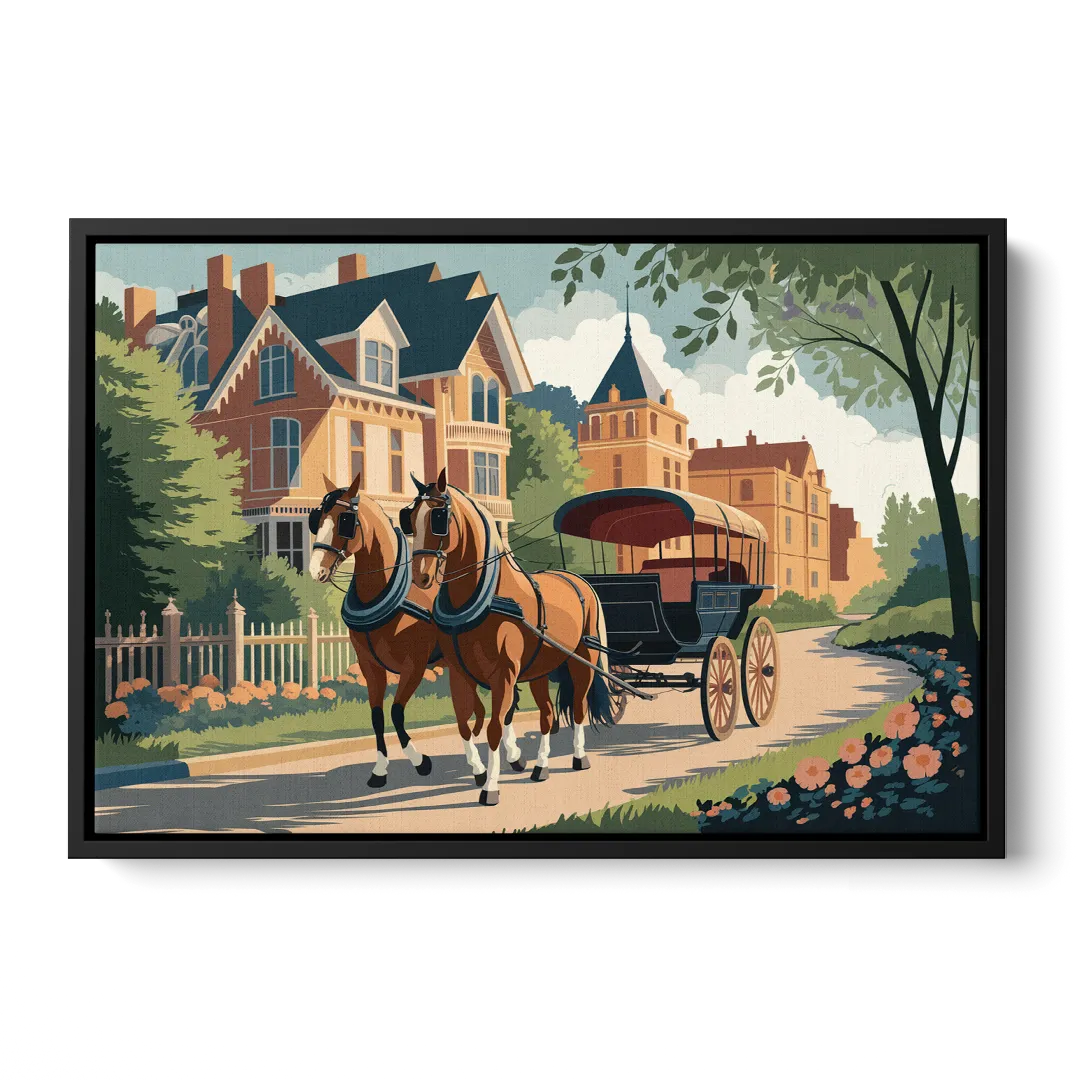 Mackinac Island Horse Carriage Ride - Black Frame Canvas