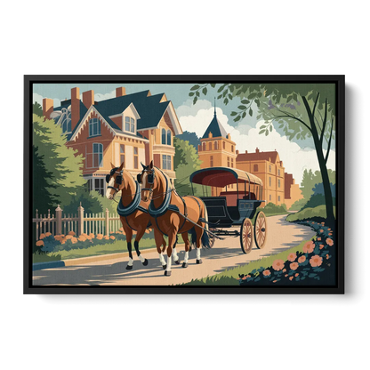 Mackinac Island Horse Carriage Ride - Black Frame Canvas