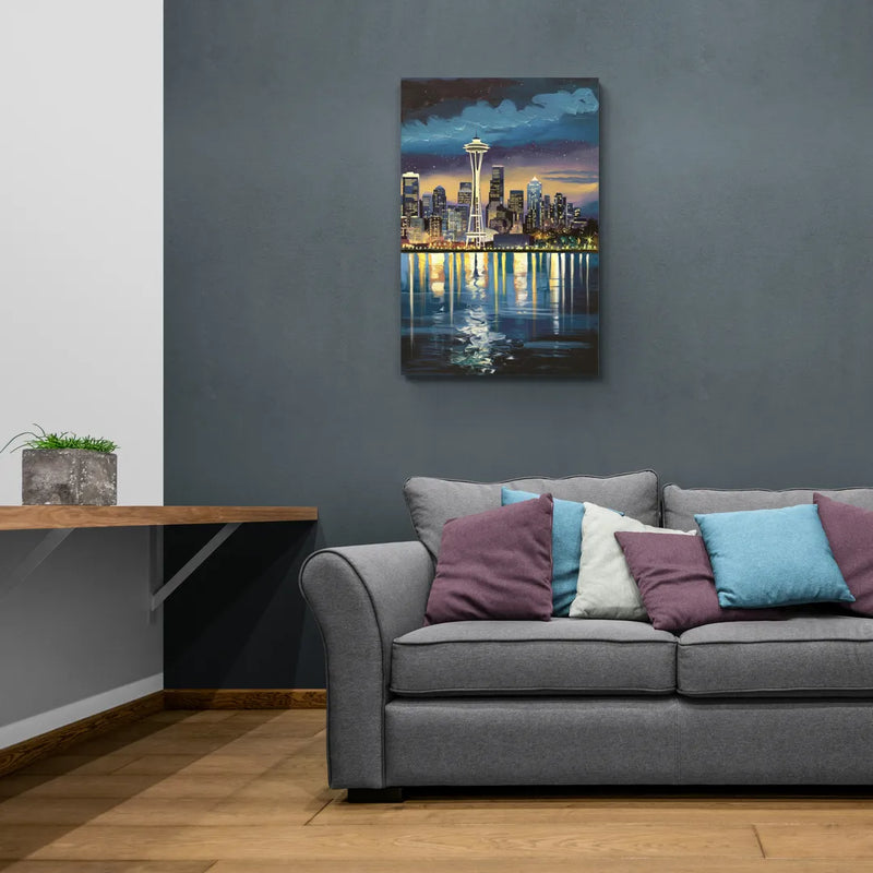 Seattle Skyline Reflection - Canvas Wall Art Living Room
