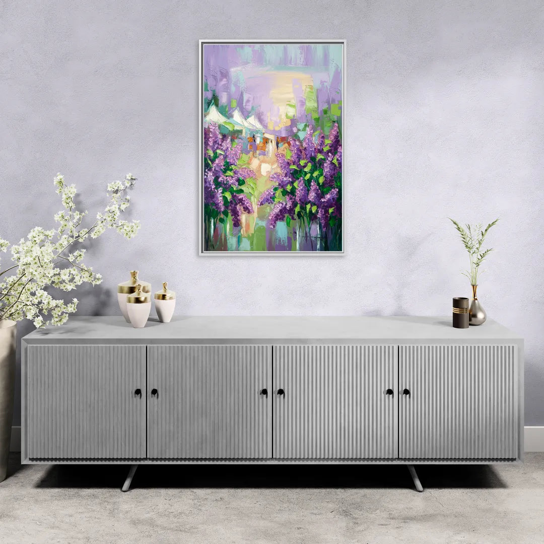 Rochester Lilac Festival Scene - Living Room White Frame Canvas